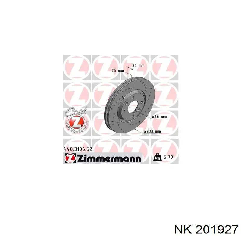 Диск гальмівний передній NK 201927
