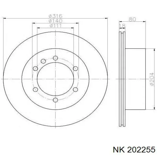 Гальмівні диски 202255 NK