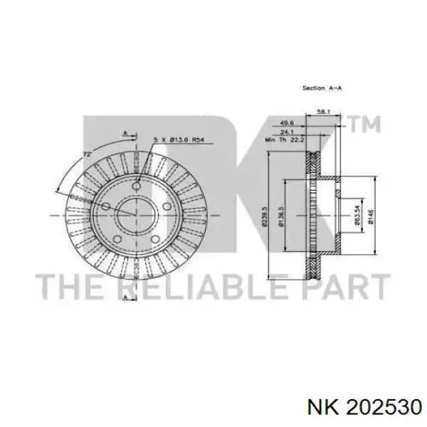 Диск гальмівний передній 202530 NK