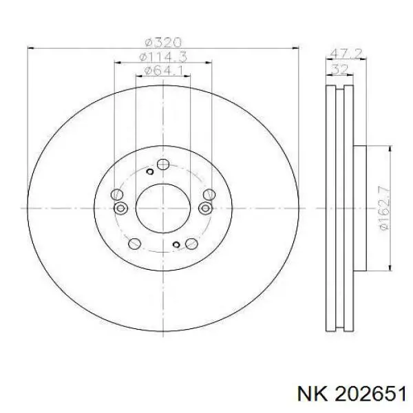Диск гальмівний передній NK 202651