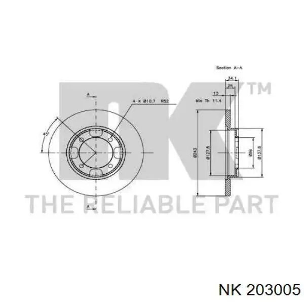 203005 NK диск гальмівний передній