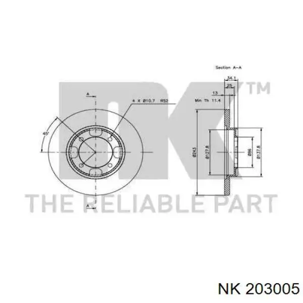 Диск гальмівний передній 203005 NK
