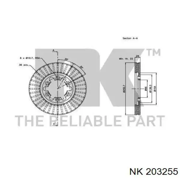 Диск гальмівний передній 203255 NK