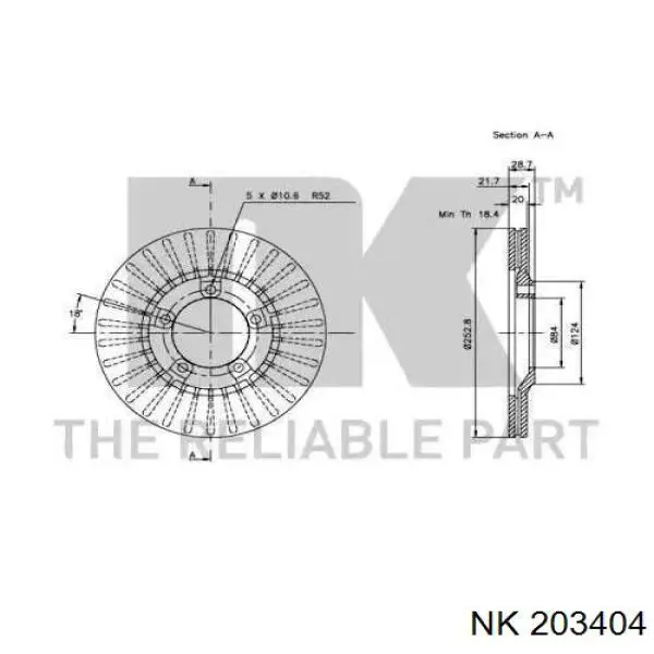 Диск гальмівний передній 203404 NK