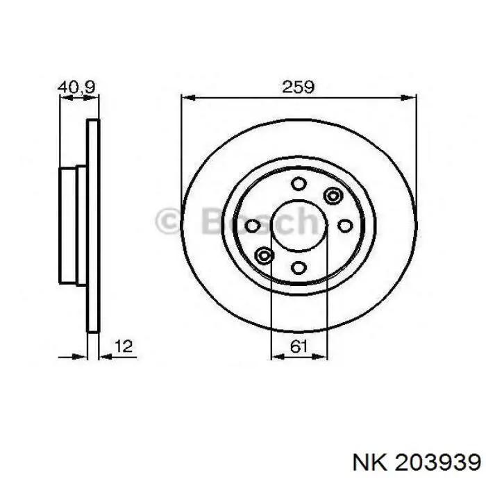Диск гальмівний передній NK 203939