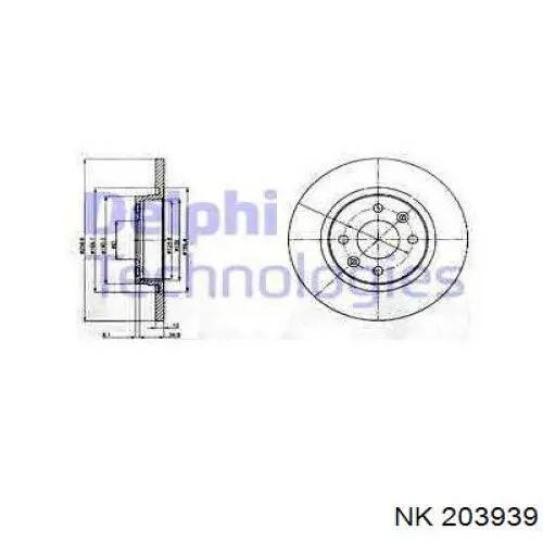 Диск переднього гальма NK 203939 ціна, від 24.49 USD