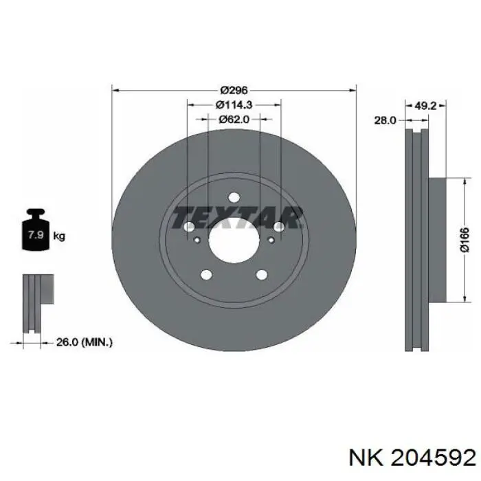 Диск гальмівний передній NK 204592