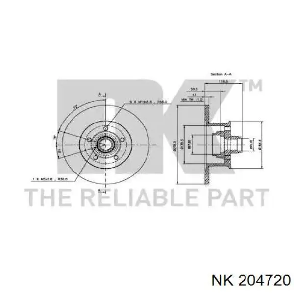 Диск гальмівний передній 204720 NK