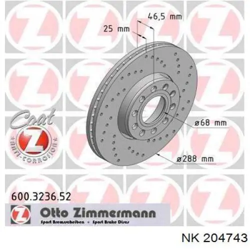 Диск переднього гальма NK 204743 ціна, від 36.61 USD