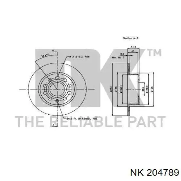 Задні дискові гальма NK 204789 ціна, від 19.77 USD