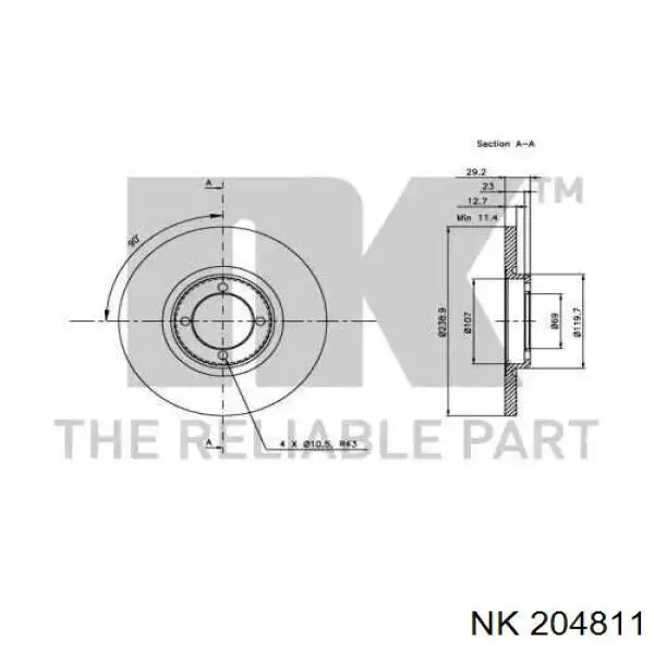 204811 NK диск гальмівний передній