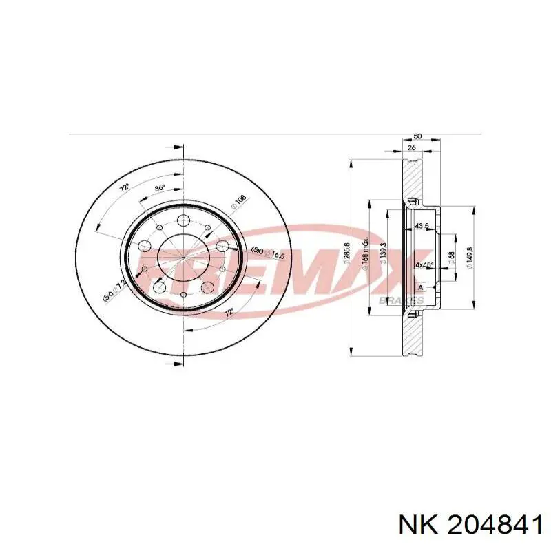 Диск гальмівний передній NK 204841