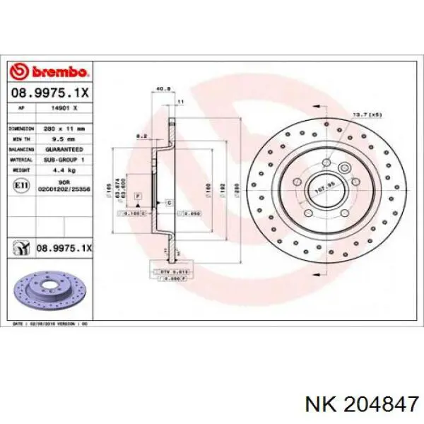 Диск гальмівний задній NK 204847