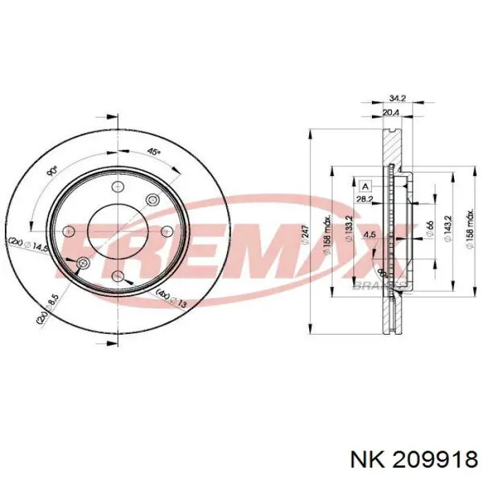 Диск гальмівний передній NK 209918