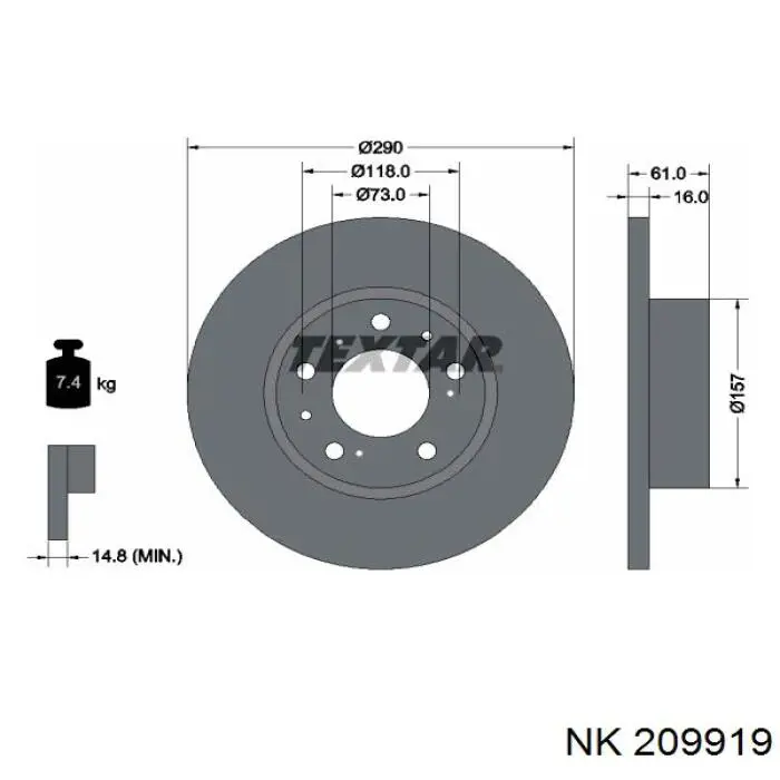 Диск гальмівний передній NK 209919