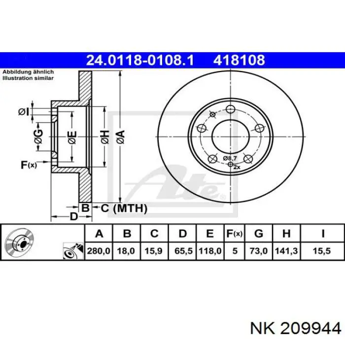 Гальмівні диски передні 209944 NK