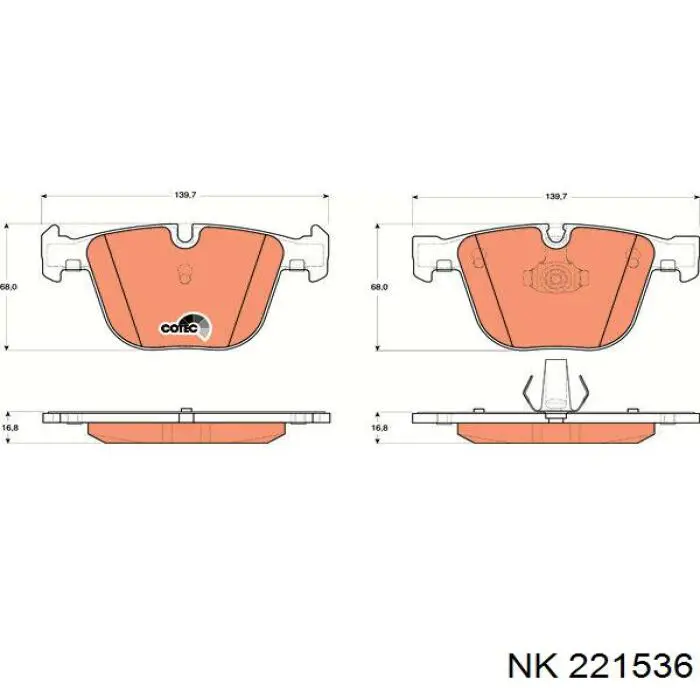 Задні гальмівні колодки NK 221536 ціна, від 58.92 USD