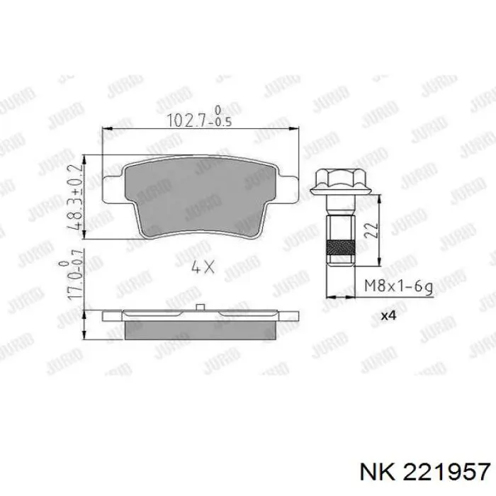 Задні гальмівні колодки NK 221957 ціна, від 21.54 USD