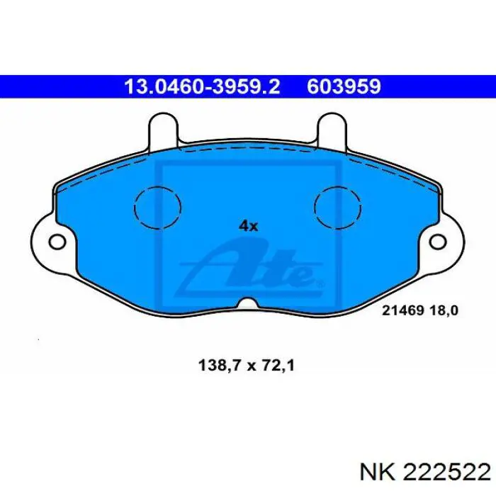 222522 NK колодки гальмівні передні, дискові