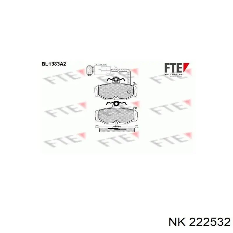 Задні гальмівні колодки 222532 NK