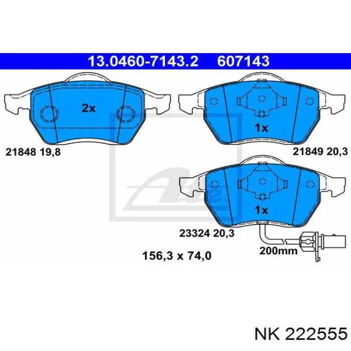 Гальмівні колодки NK 222555 ціна, від 27.13 USD
