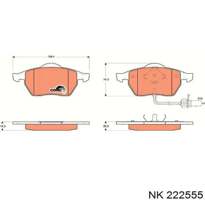 Купити 222555 NK Колодки гальмівні передні, дискові