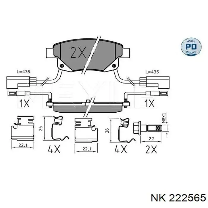 Задні гальмівні колодки NK 222565 ціна, від 19.42 USD