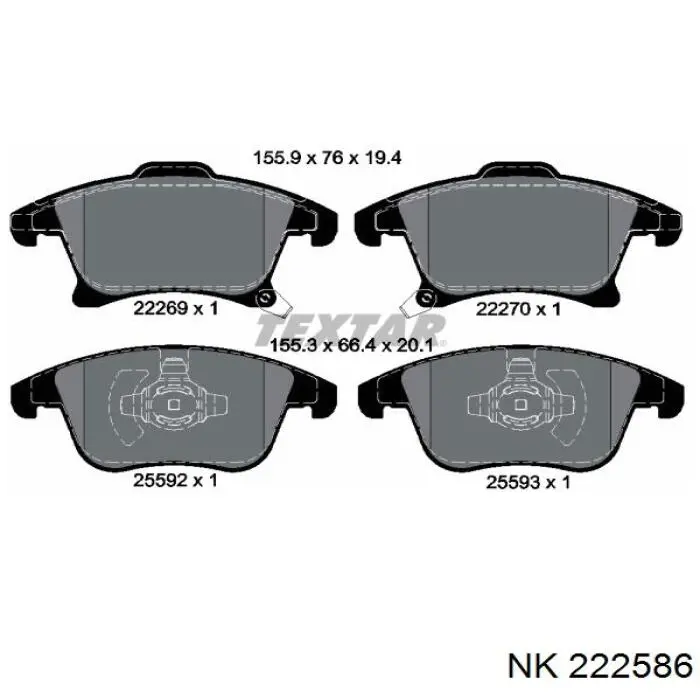 Гальмівні колодки NK 222586 ціна, від 28.50 USD