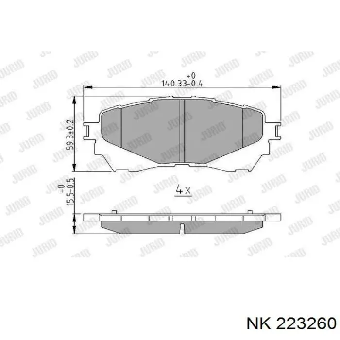 Купити 223260 NK Колодки гальмівні передні, дискові