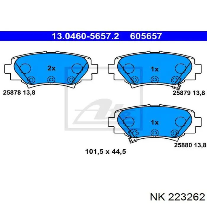 Задні гальмівні колодки NK 223262 ціна, від 18.46 USD