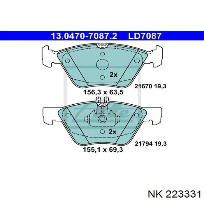 223331 NK колодки гальмівні передні, дискові
