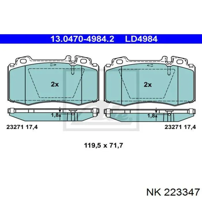 Гальмівні колодки NK 223347 ціна, від 34.36 USD