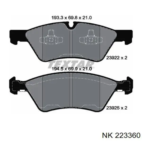 223360 NK колодки гальмівні передні, дискові