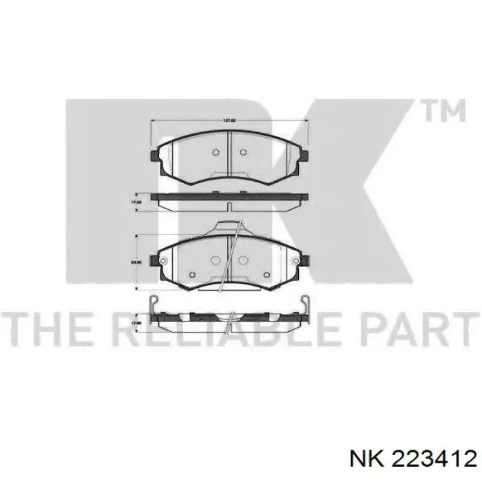 Гальмівні колодки NK 223412 ціна, від 17.54 USD