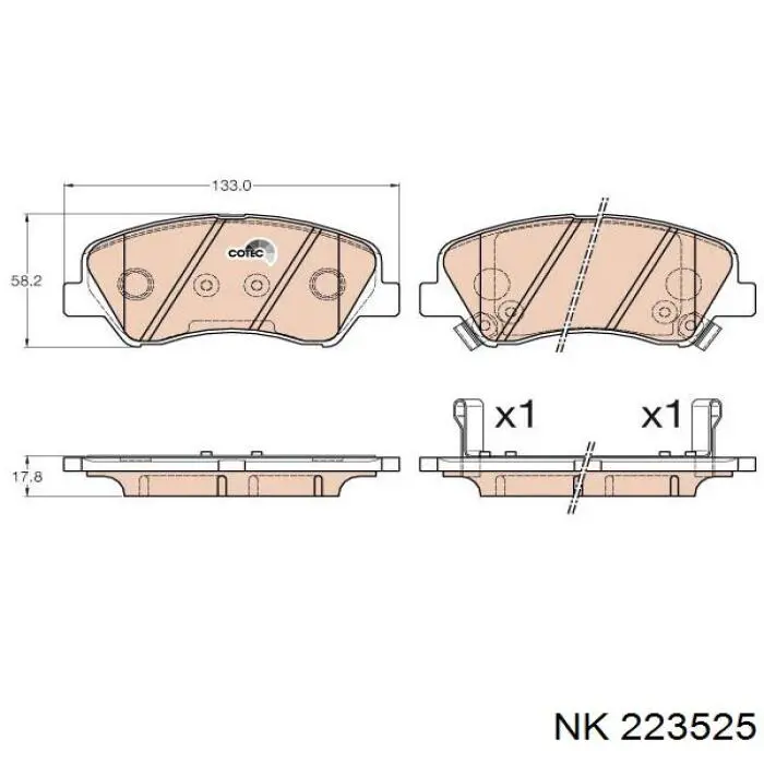 Гальмівні колодки NK 223525 ціна, від 21.31 USD