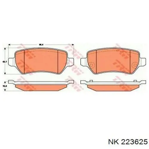 Задні гальмівні колодки 223625 NK