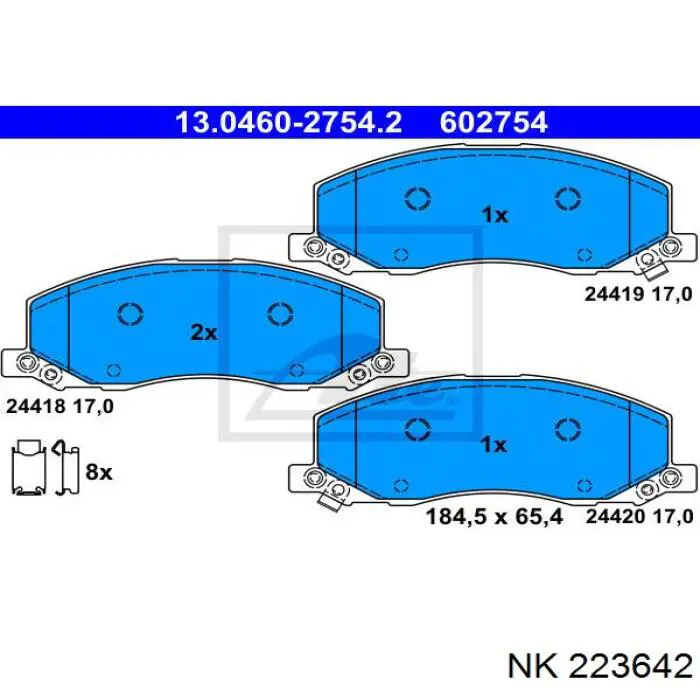 Гальмівні колодки NK 223642 ціна, від 27.56 USD