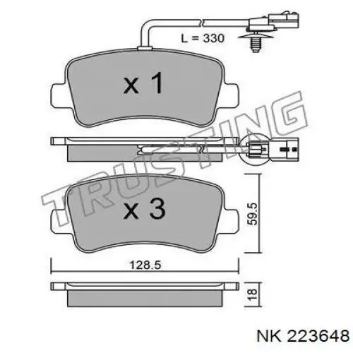 Задні гальмівні колодки NK 223648 ціна, від 29.22 USD