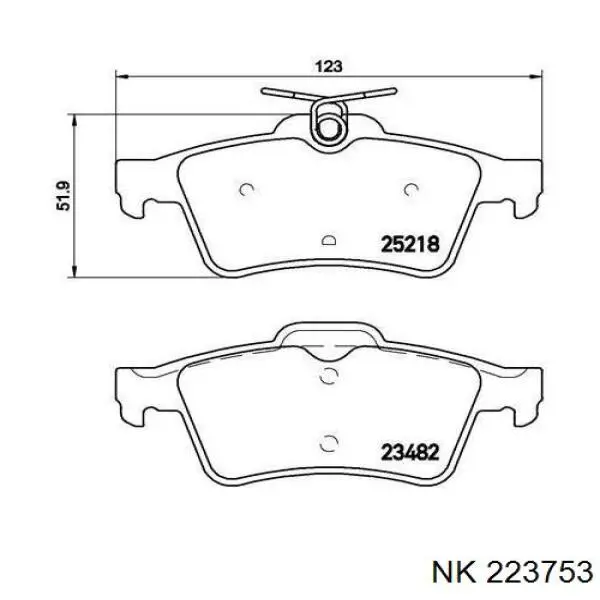 Колодки гальмові задні, дискові 223753 NK