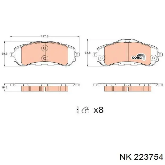 Гальмівні колодки NK 223754 ціна, від 32.29 USD