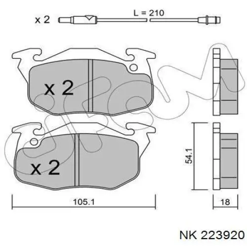 Колодки гальмівні передні, дискові 223920 NK