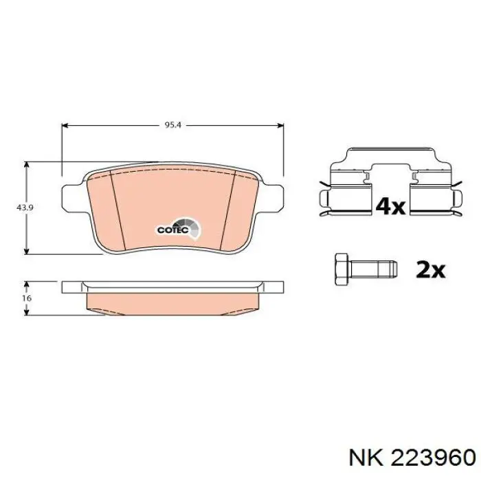 Задні гальмівні колодки NK 223960 ціна, від 16.81 USD