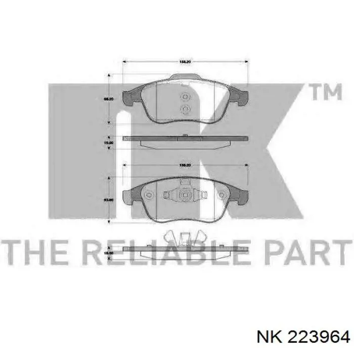 223964 NK колодки гальмівні передні, дискові