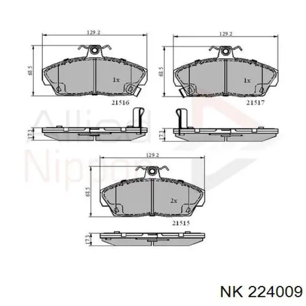 Гальмівні колодки NK 224009 ціна, від 20.78 USD