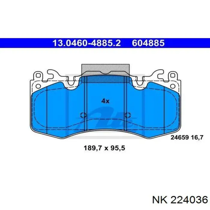 Гальмівні колодки NK 224036 ціна, від 51.38 USD