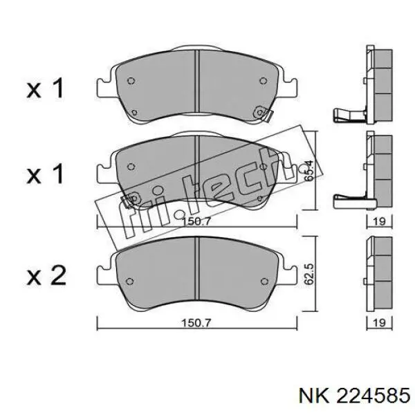 Гальмівні колодки NK 224585 ціна, від 26.01 USD