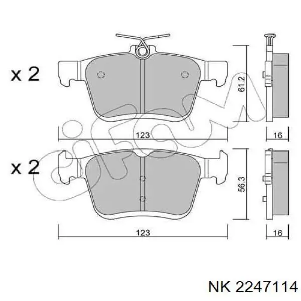 Задні дискові колодки NK 2247114