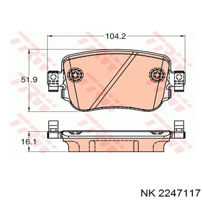 Задні гальмівні колодки 2247117 NK