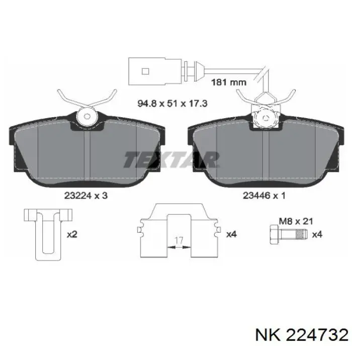 Задні гальмівні колодки NK 224732 ціна, від 17.78 USD