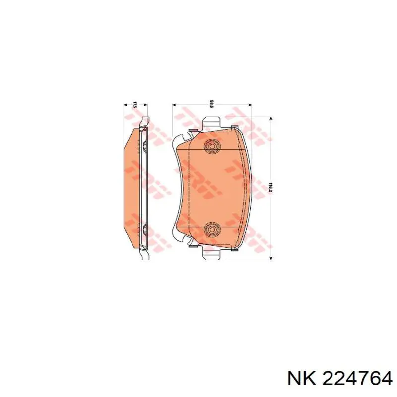 Задні гальмівні колодки 224764 NK